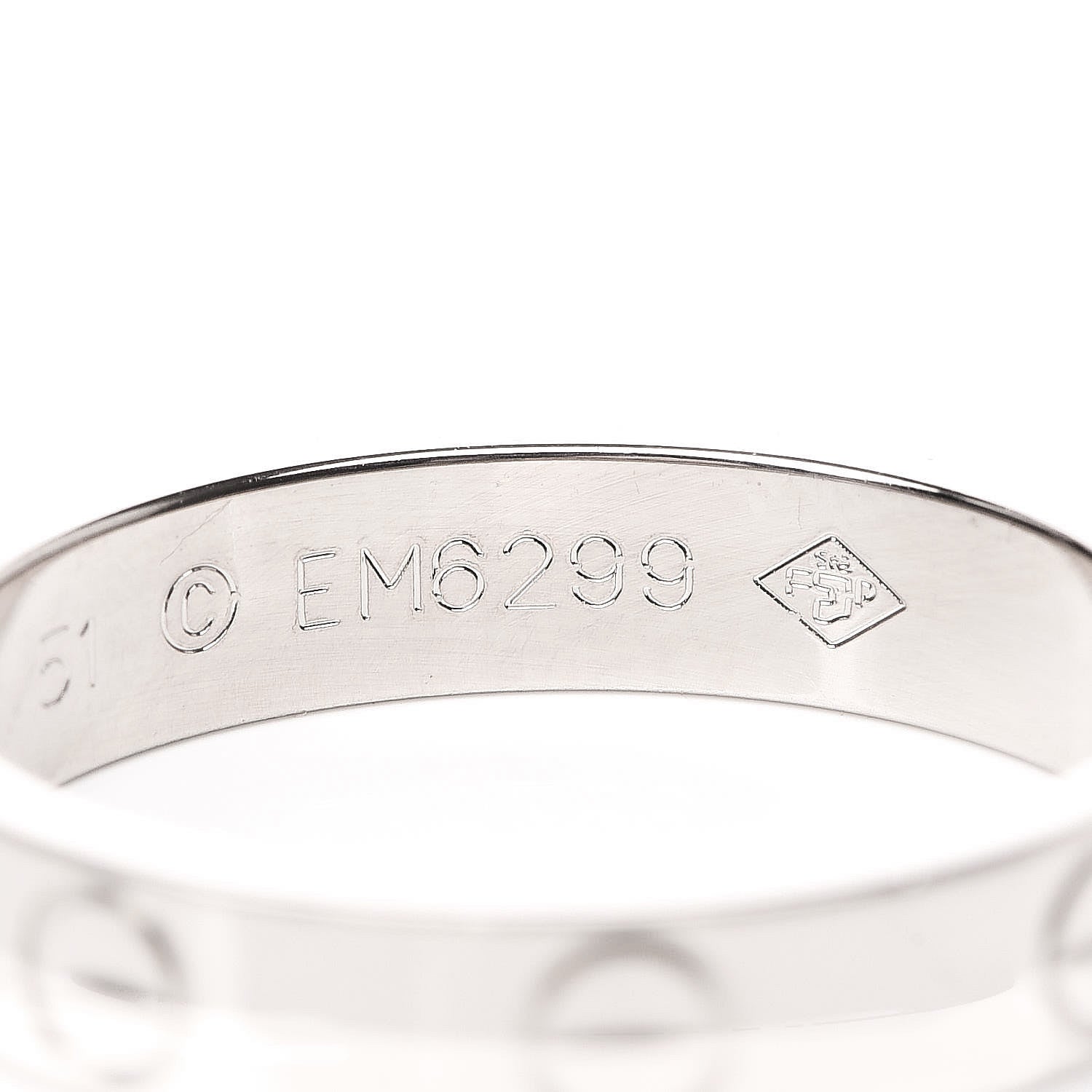 Cartier 18K White Gold 3.5mm LOVE Wedding Band Ring 51 5.75 5 of 5