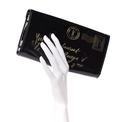 Saint Laurent Patent Y-Mail Clutch Black 2 of 8
