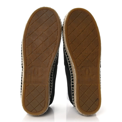 Chanel Velvet Logo Espadrilles 38 Black 5 of 7
