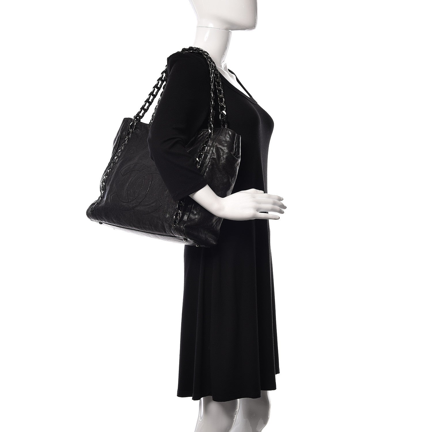 Chanel Glazed Caviar Modern Chain Tote Black 2 of 12
