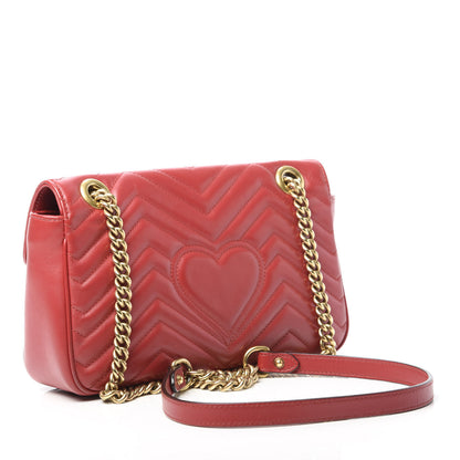 Gucci Calfskin Matelasse Small GG Marmont Shoulder Bag Hibiscus Red 3 of 12
