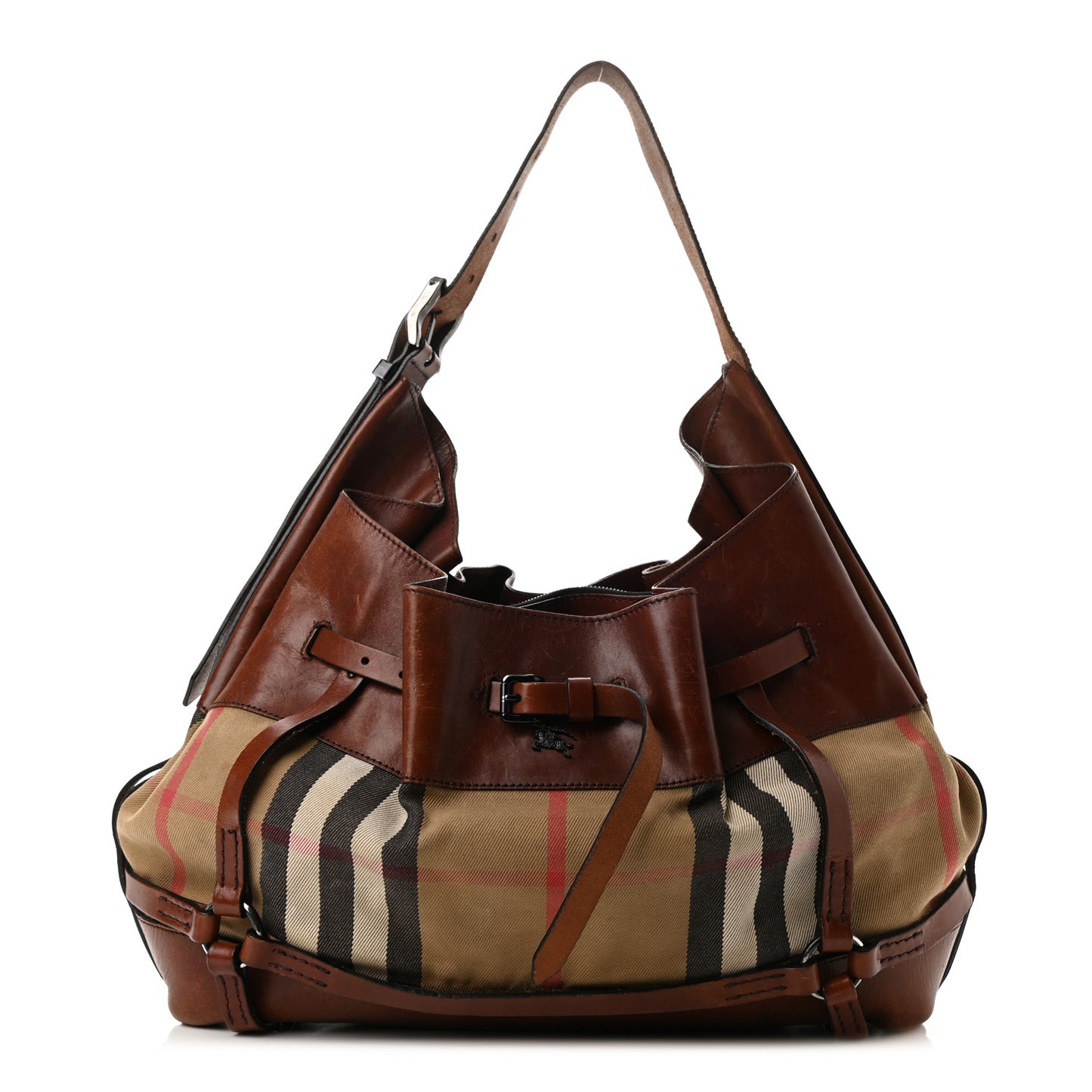 Bridle Calfskin House Check Kenton Hobo Brown