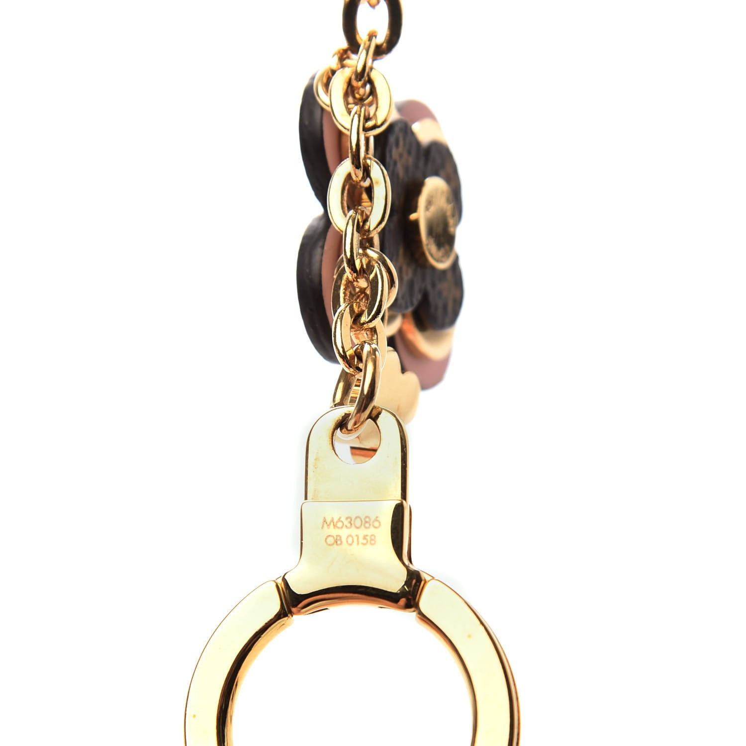 Louis Vuitton Brass Monogram Blooming Flowers Bag Charm Key Holder Rose Ballerine 3 of 4