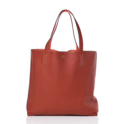 Hermes Veau Sikkim Taurillon Clemence Double Sens 45 Reversible Tote Rubis Bougainvillea 8 of 17