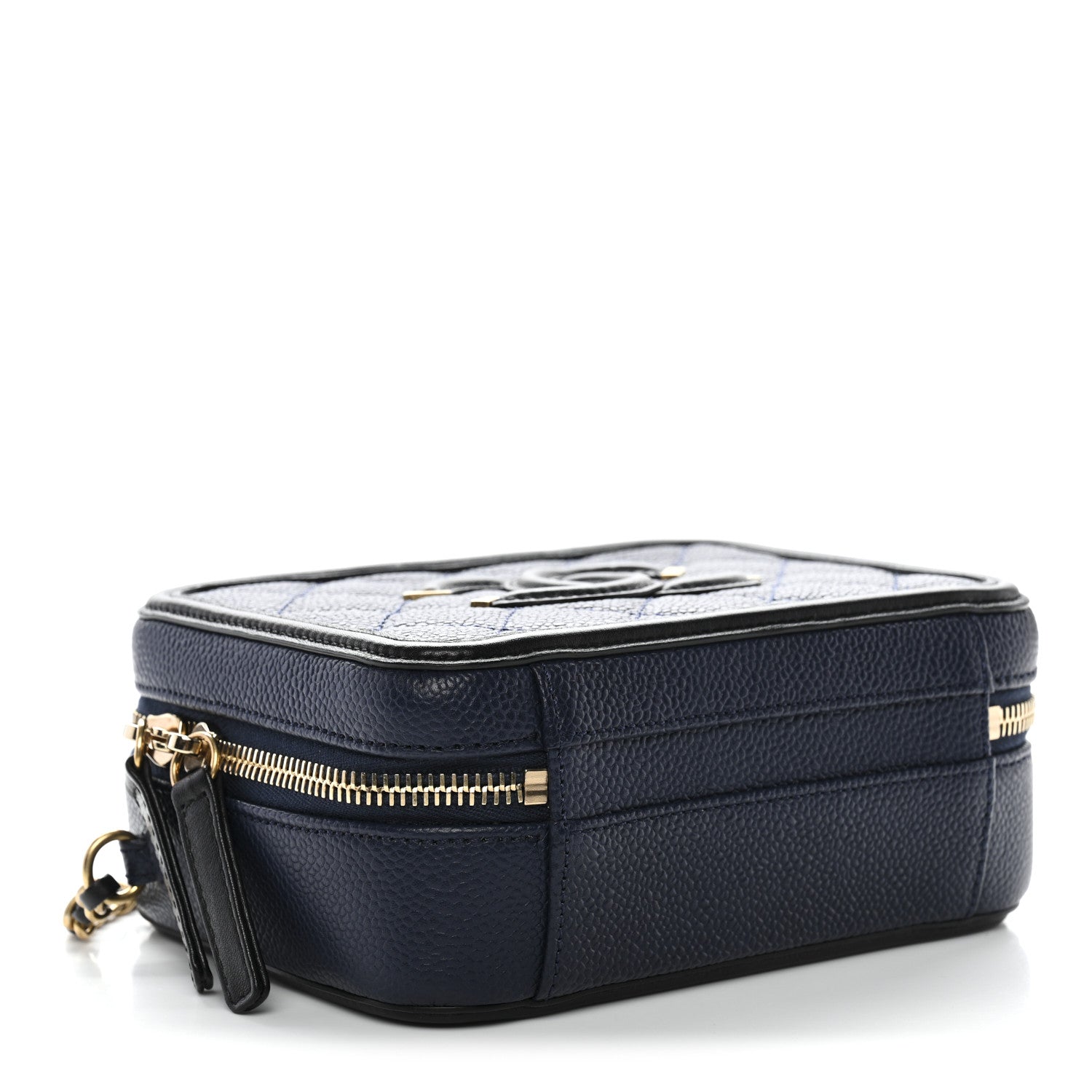 Chanel Caviar Quilted Small CC Filigree Vanity Case Navy Black 4 of 10