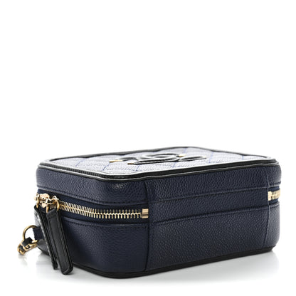 Chanel Caviar Quilted Small CC Filigree Vanity Case Navy Black 4 of 10
