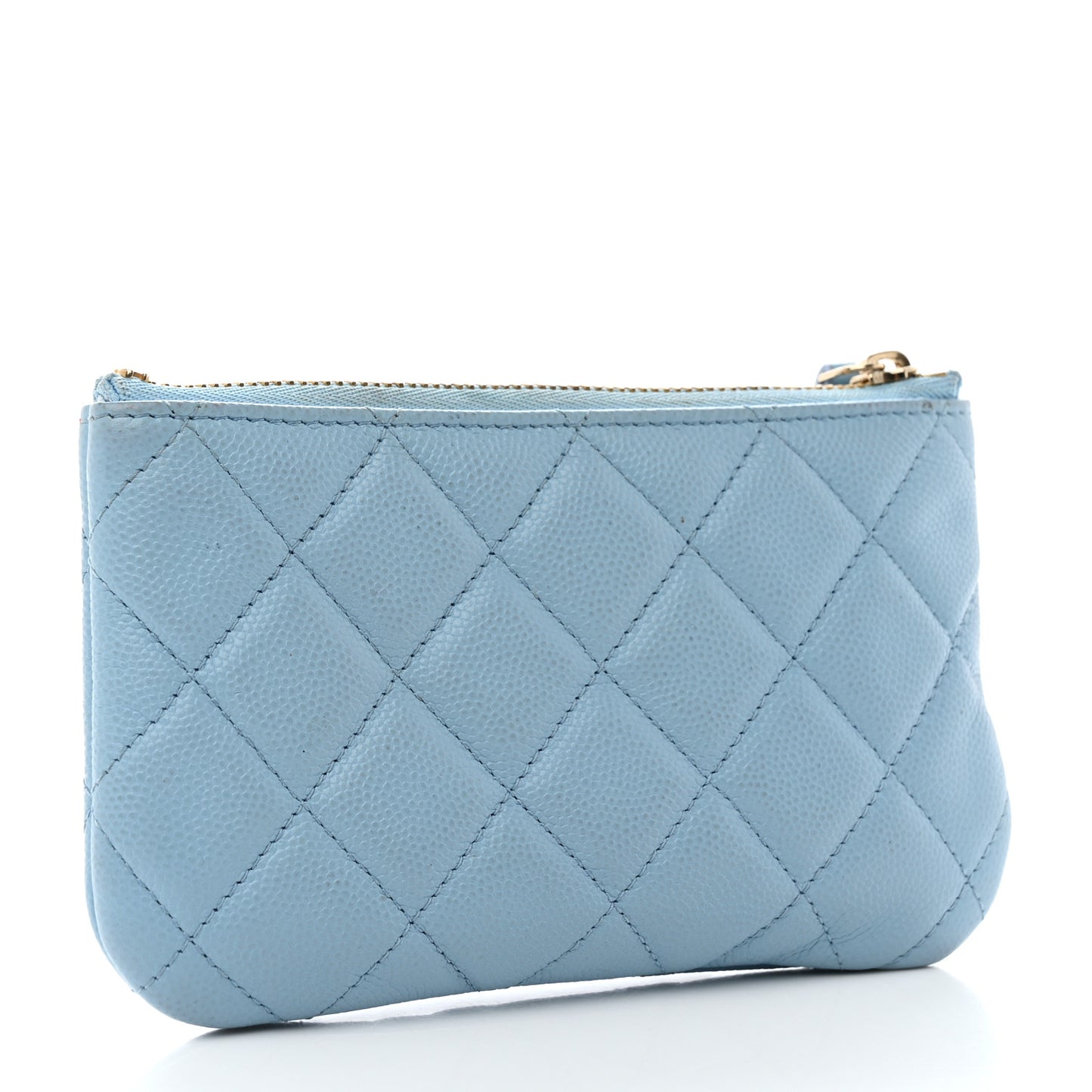 Caviar Quilted Small Cosmetic Case Light Blue