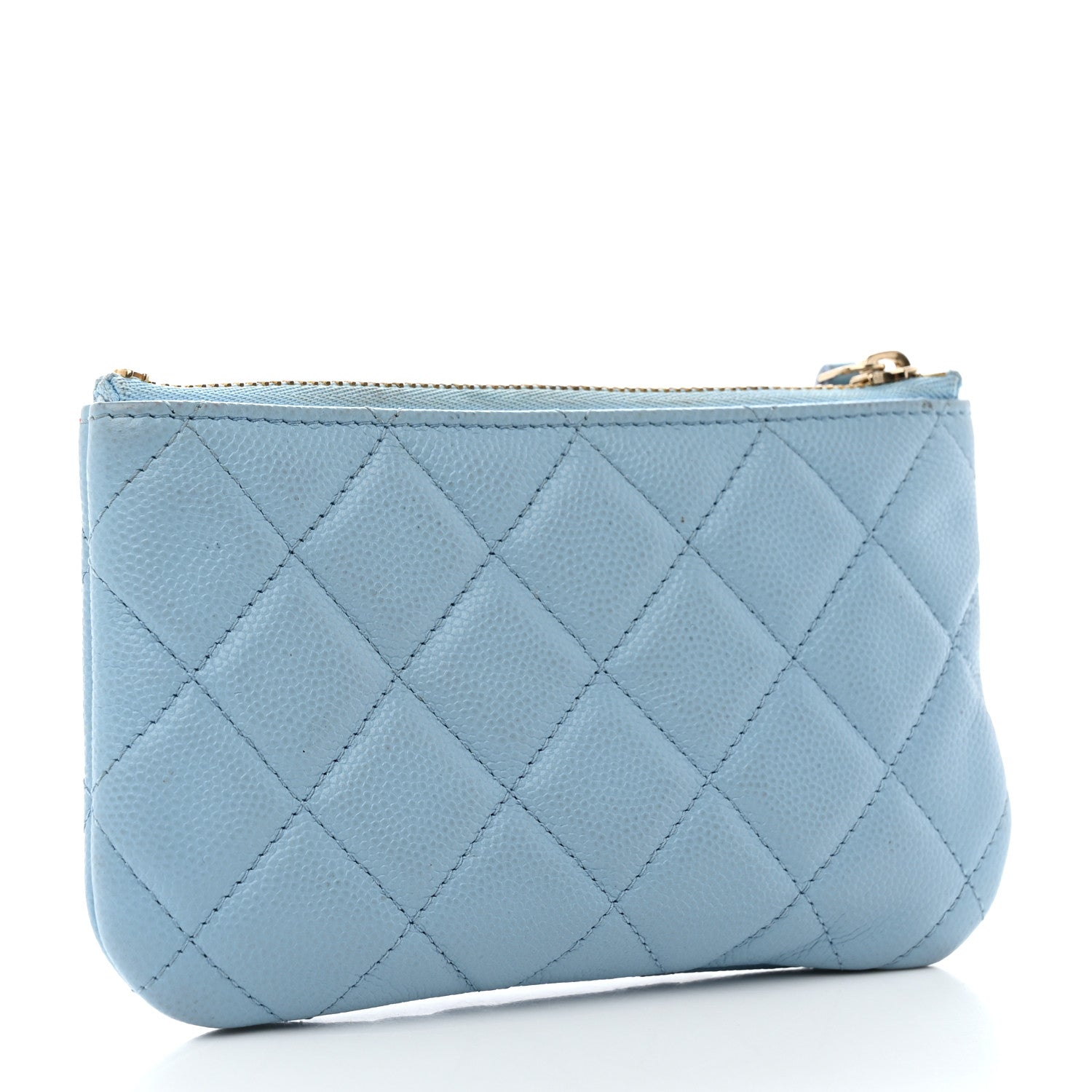 Chanel Caviar Quilted Small Cosmetic Case Light Blue 3 of 9