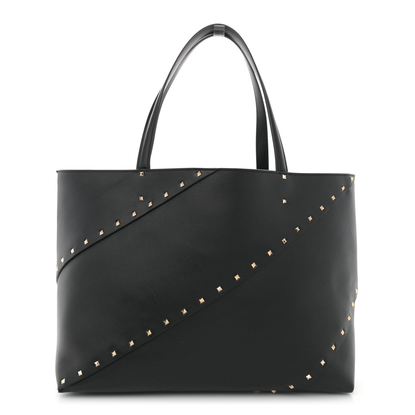 Calfskin Rockstud Large Wispy Tote Black