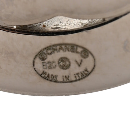 Chanel Crystal CC Round Earrings Silver 4 of 5