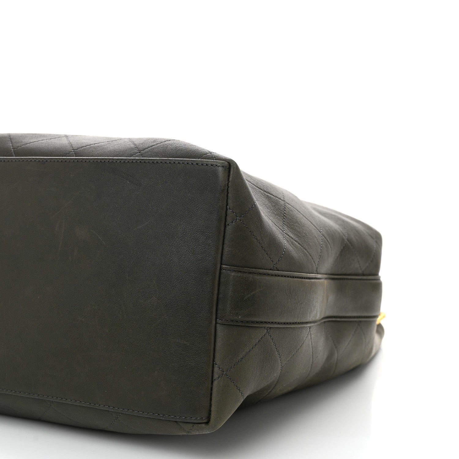 Chanel Calfskin Quilted Small On My Shoulder Drawstring Bag Dark Green 10 of 11