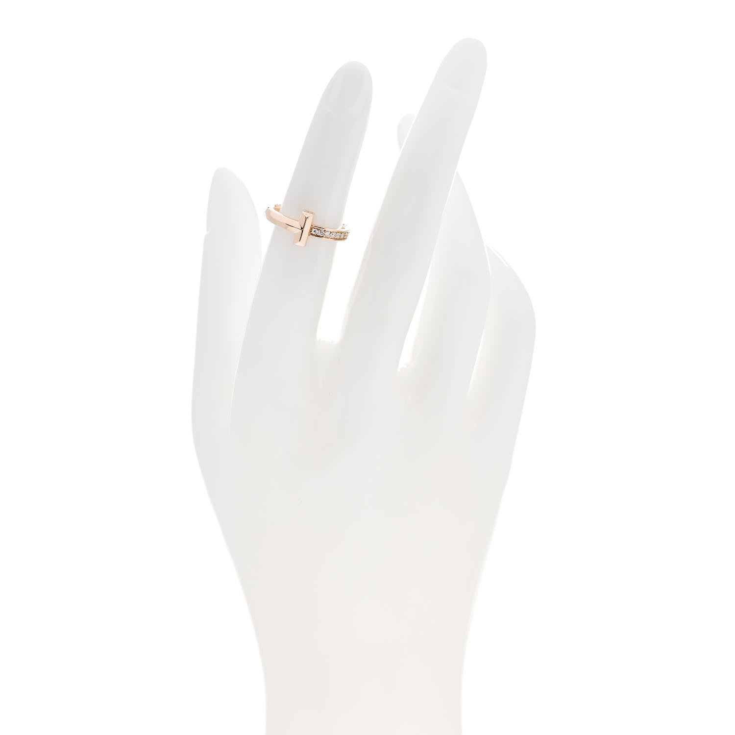 Tiffany 18K Rose Gold Diamond 2.5mm T T1 Ring 49 5 2 of 4