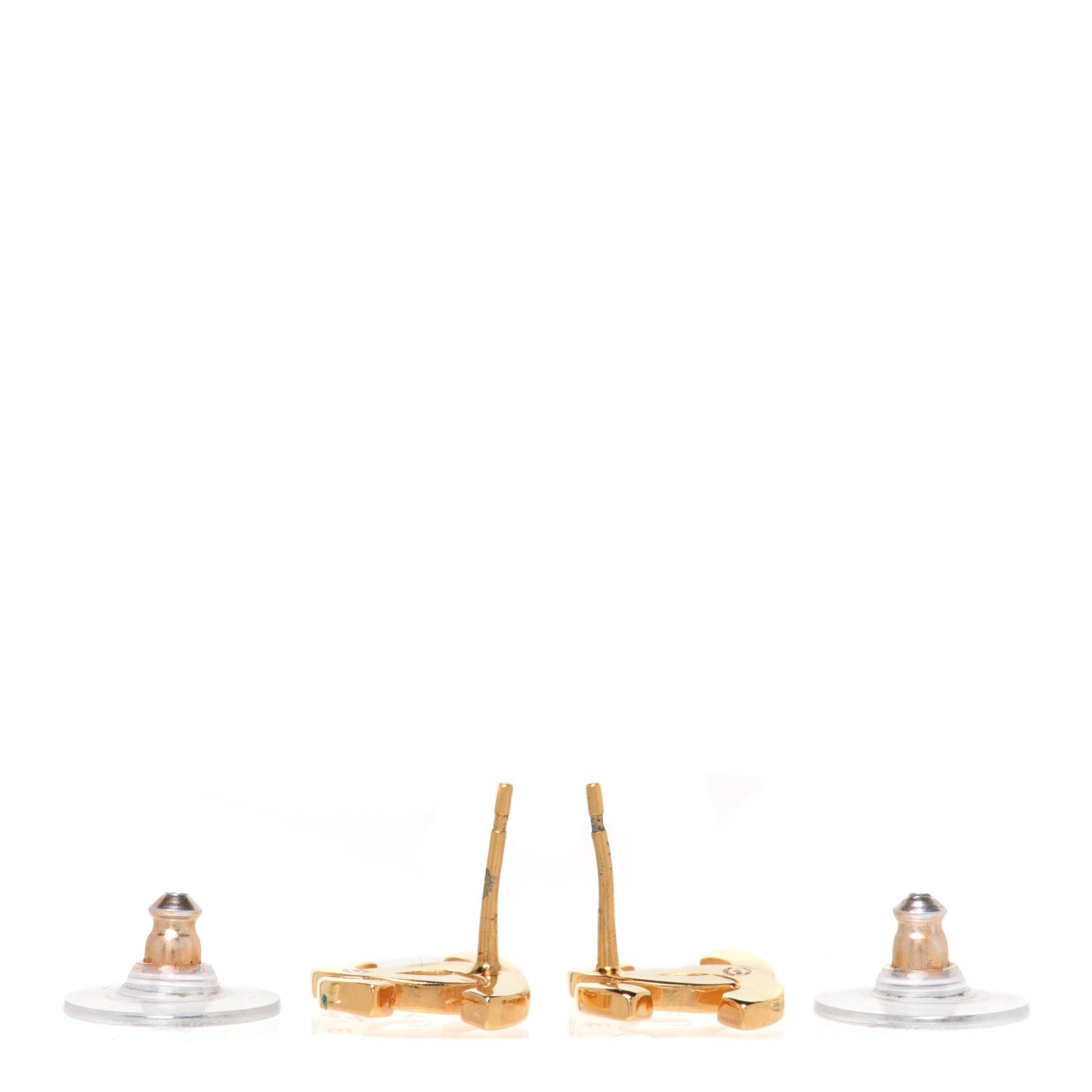 Chanel Metal CC Paris Button Stud Earrings Gold 3 of 5