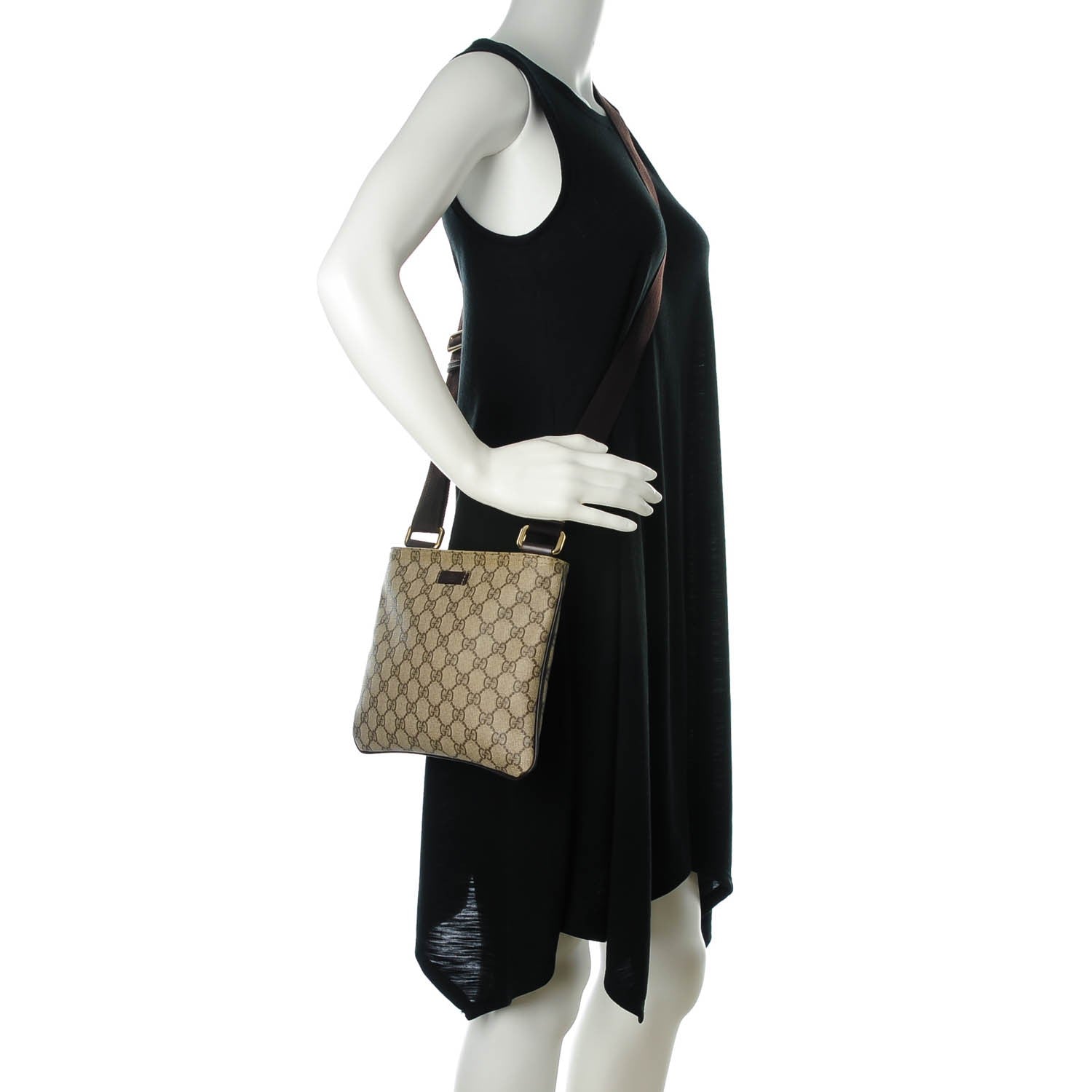 Gucci GG Supreme Monogram Small Flat Messenger Bag Dark Brown 2 of 7