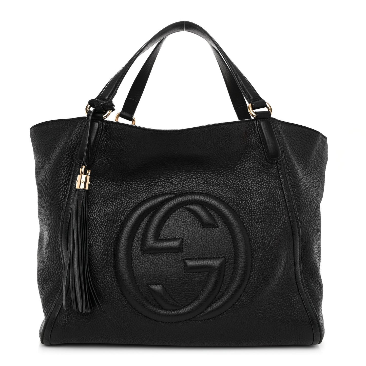 Pebbled Calfskin Medium Soho Shoulder Bag Black
