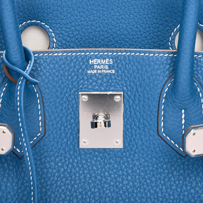 Hermes Taurillon Clemence Bi-Color Birkin 30 Mykonos White 10 of 29