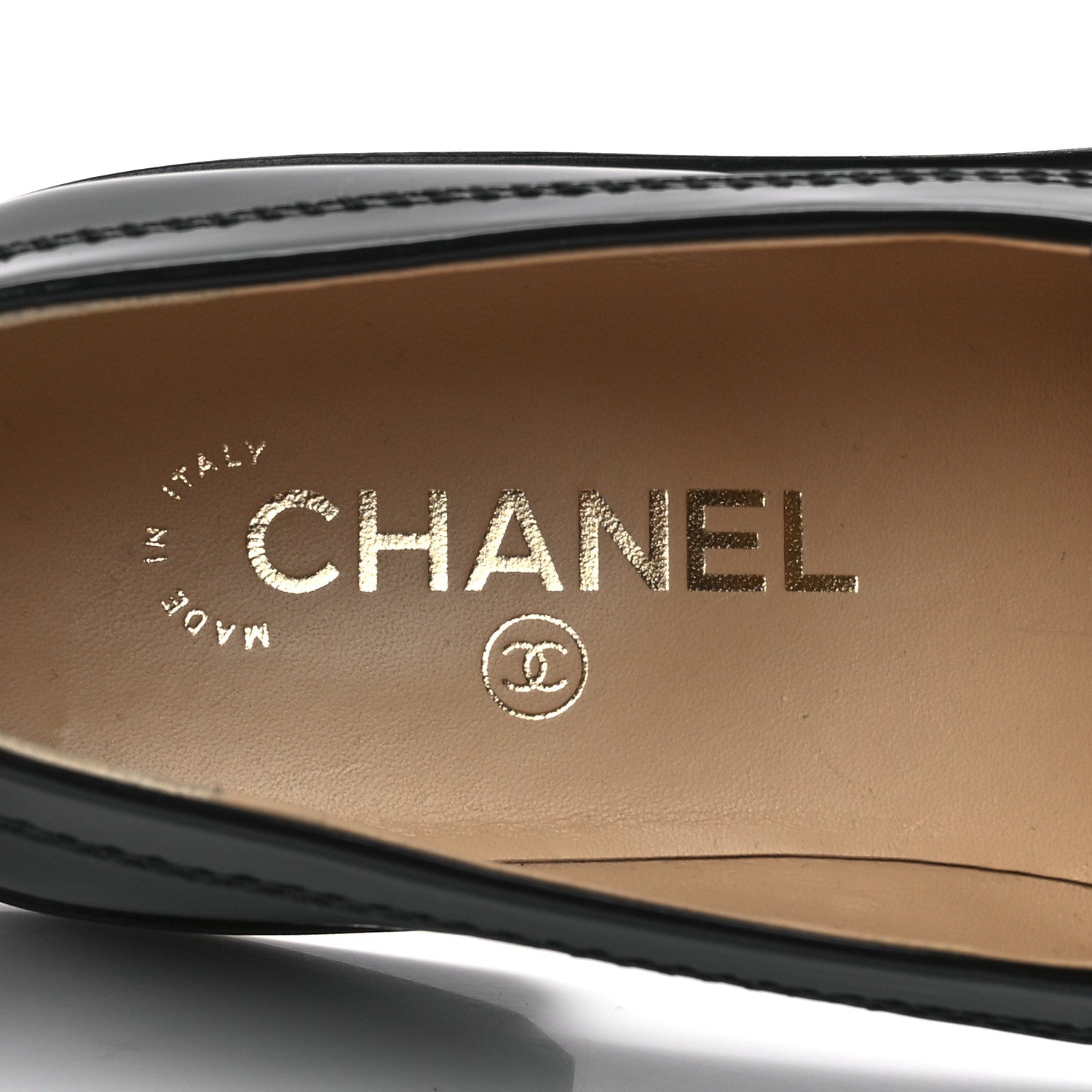 Chanel Shiny Calfskin Logo Loafers 38.5 Black 7 of 9