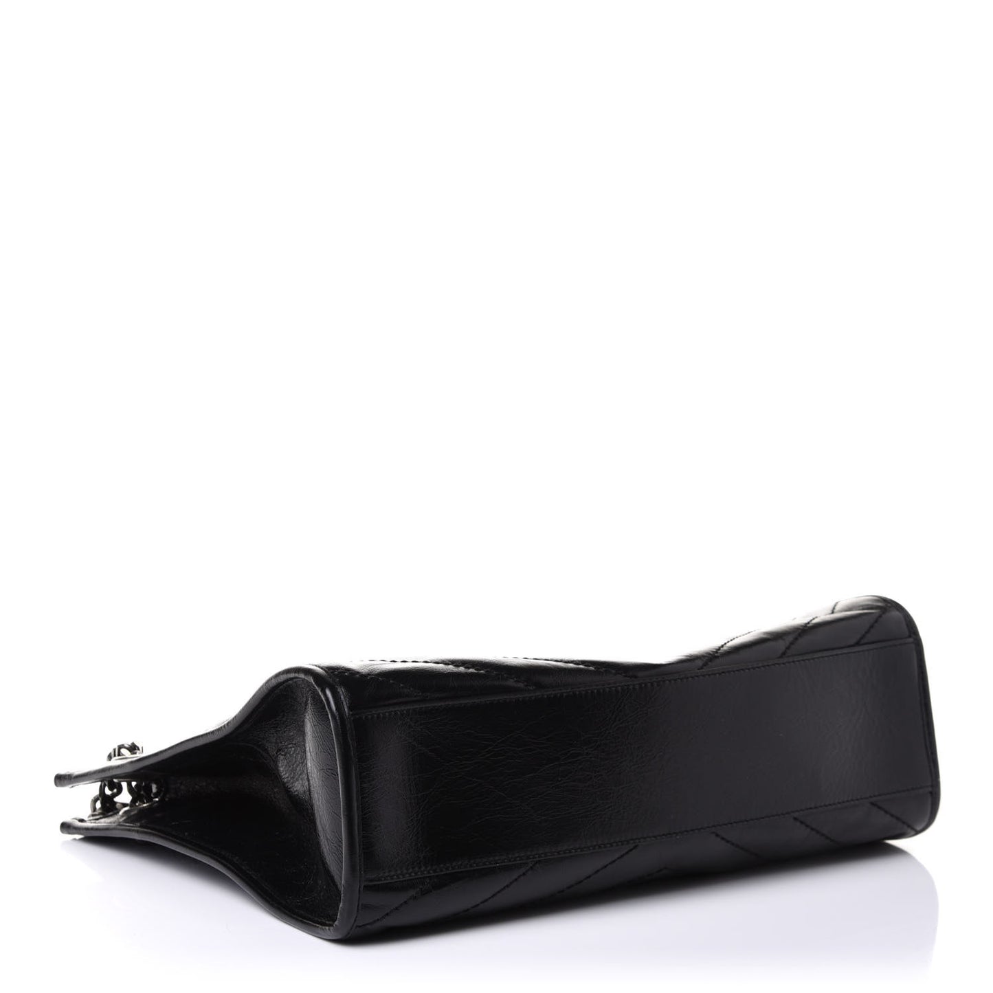 Crinkled Calfskin Matelasse Monogram Niki Shoulder Bag Black