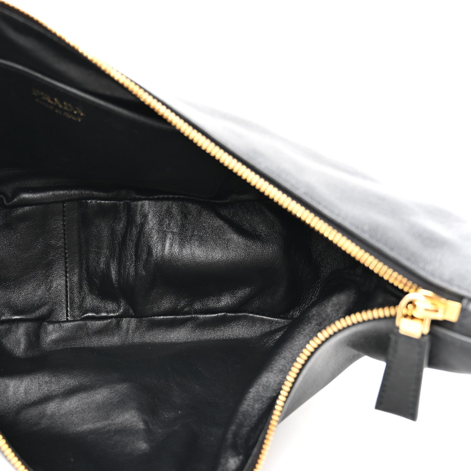 Prada Soft Grain Calfskin Large Demi-Lune Shoulder Bag Black 6 of 10