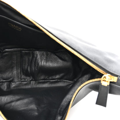 Prada Soft Grain Calfskin Large Demi-Lune Shoulder Bag Black 6 of 10
