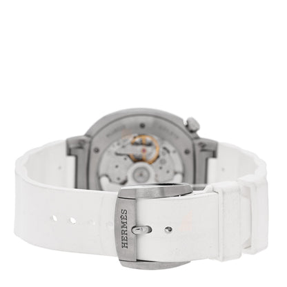 Hermes Stainless Steel Rubber 36mm Cut Automatic Watch Blanc 3 of 5
