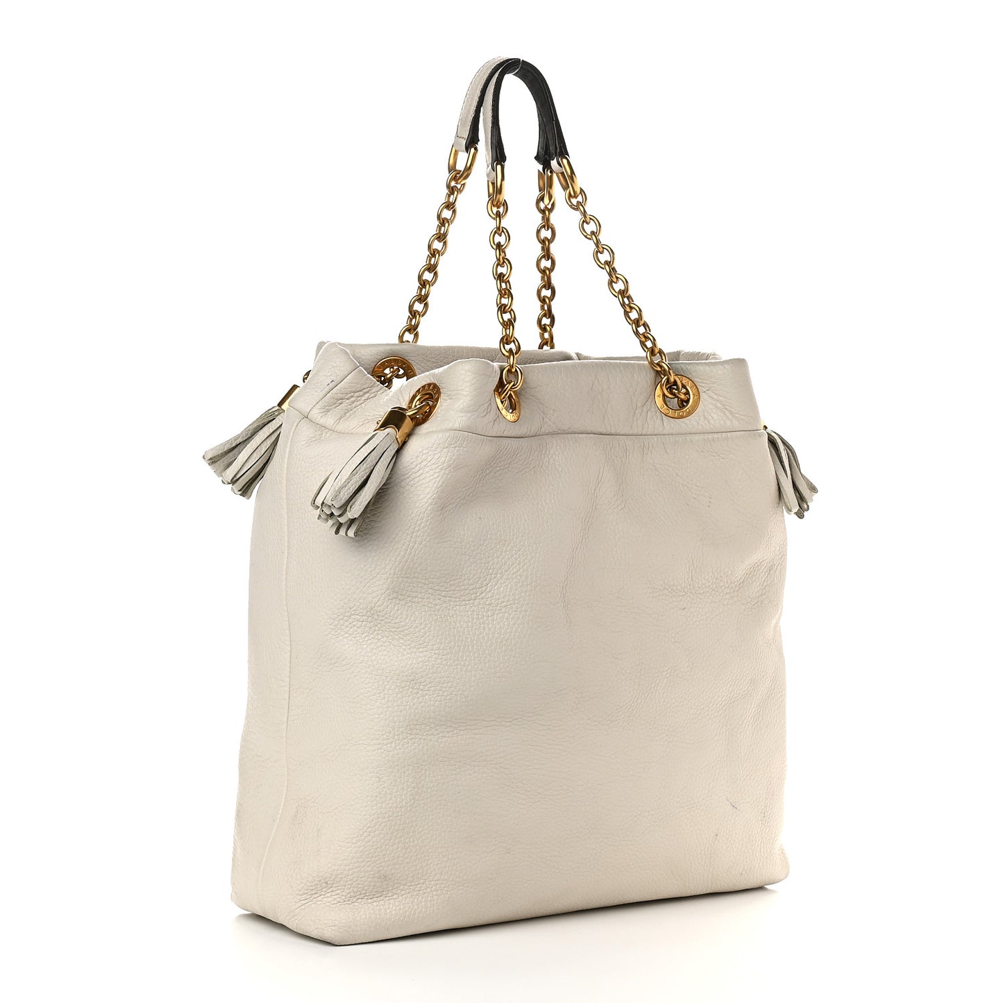Calfskin Chain Tote Off White
