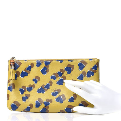 Gucci Calfskin Heartbeat Print Large Pouch Yellow Multicolor 2 of 11