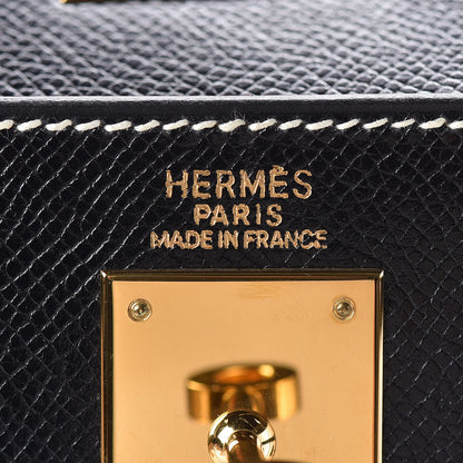 Hermes Veau Grain Lisse Kelly Sellier 32 Black 8 of 33