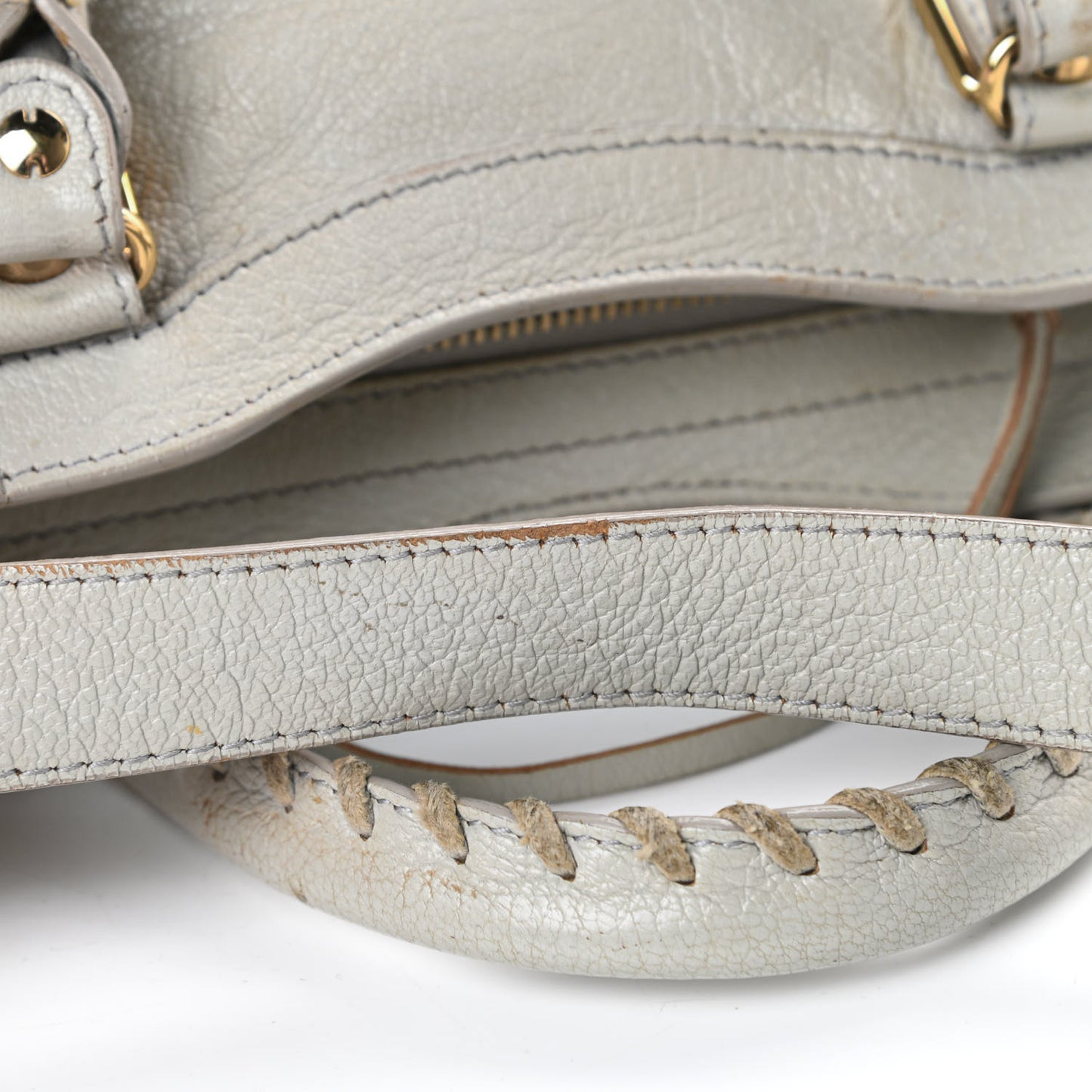 Chevre Gold Metallic Edge Hardware Mini City Gris Perle