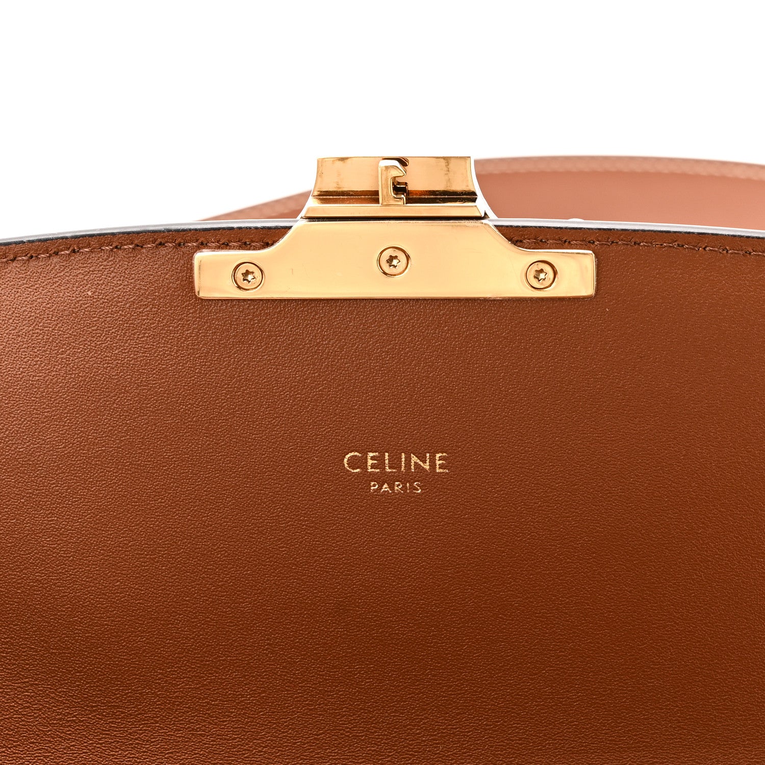 Celine Triomphe Canvas Calfskin Medium Triomphe Bag Tan 6 of 11