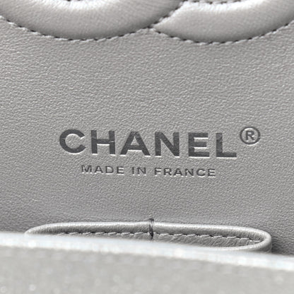 Chanel Glittered Metallic Caviar Quilted Medium Double Flap Silver 6 of 10