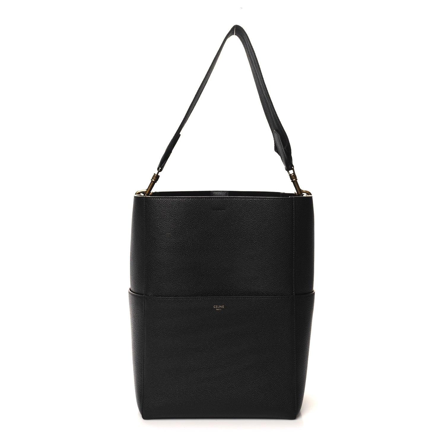 Celine Soft Grained Calfskin Sangle Bucket Bag Black 1 of 9