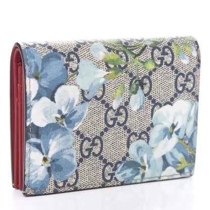 Gucci GG Supreme Monogram Blooms Card Case Beige Blue Navy Hibiscus Red 3 of 8