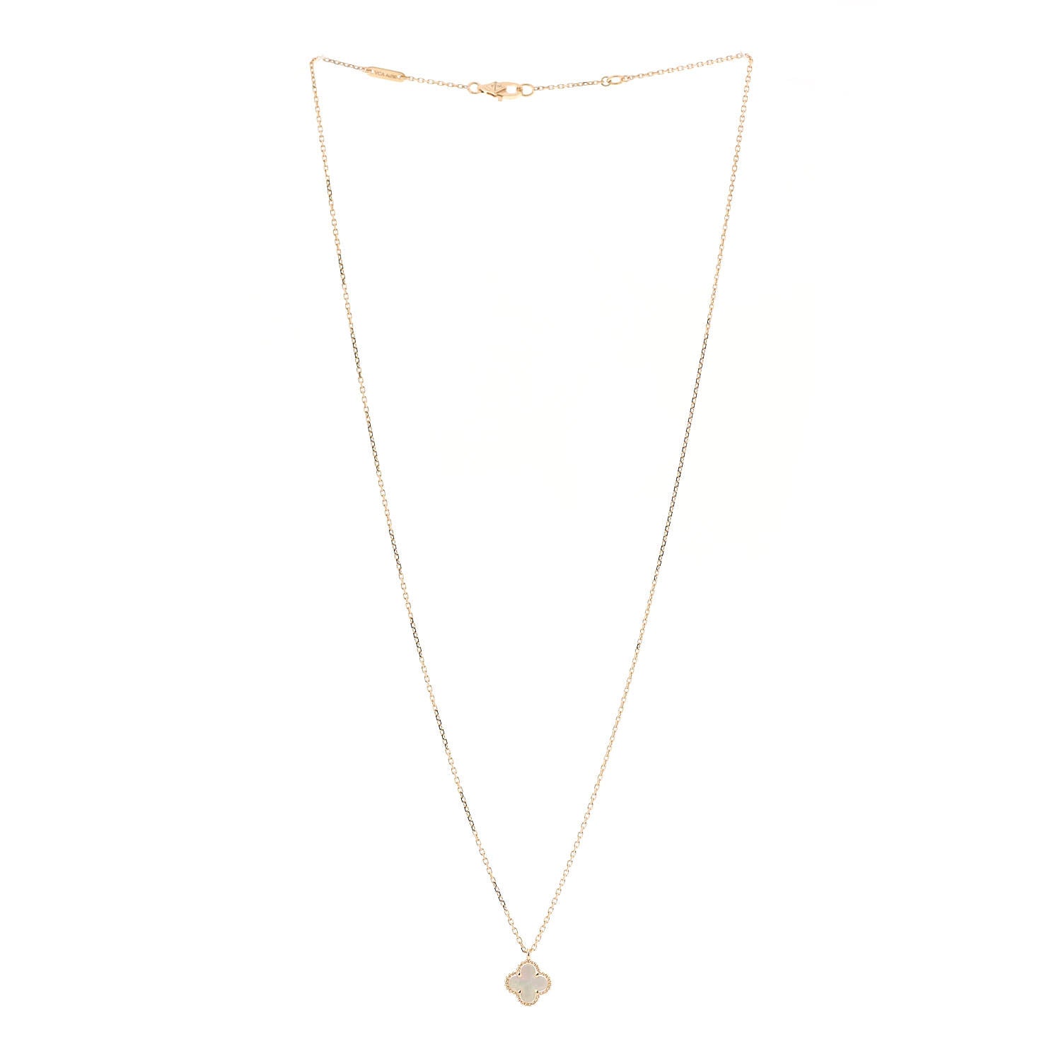 Van Cleef & Arpels 18K Yellow Gold Mother of Pearl Sweet Alhambra Pendant Necklace 3 of 6