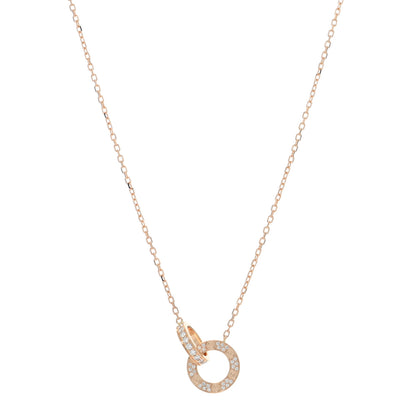 Cartier 18K Pink Gold Diamond Interlocking LOVE Paved Necklace 1 of 5
