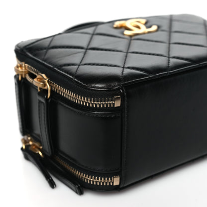Chanel Shiny Calfskin Quilted Top Handle Vanity Black 10 of 11