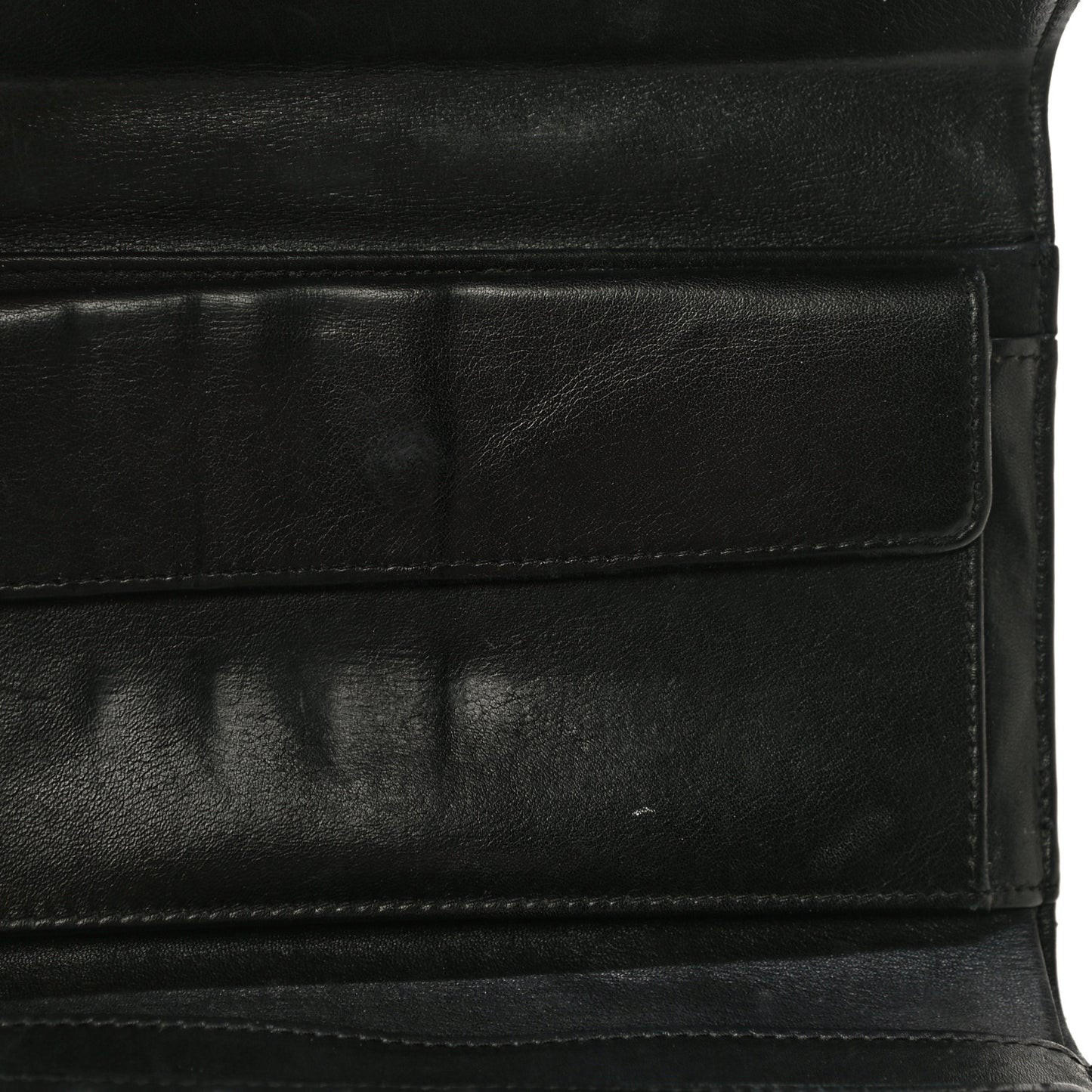 Lambskin Chevron Quilted Large Flap Clutch Wallet Black