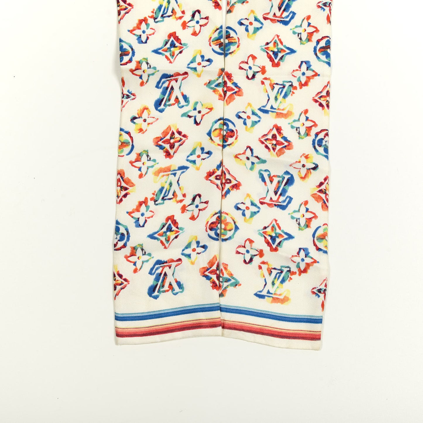 Silk Monogram Rainbow Bandeau White