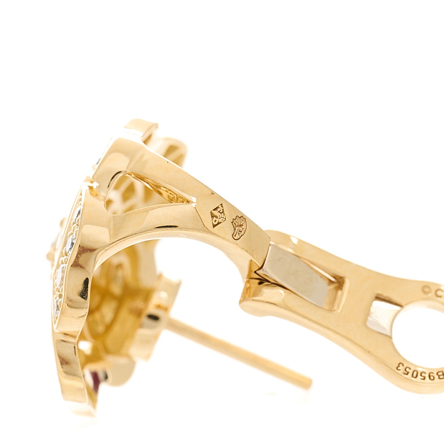 Chanel 18K Yellow Gold Diamond Bouton de Camélia Earrings 6 of 7