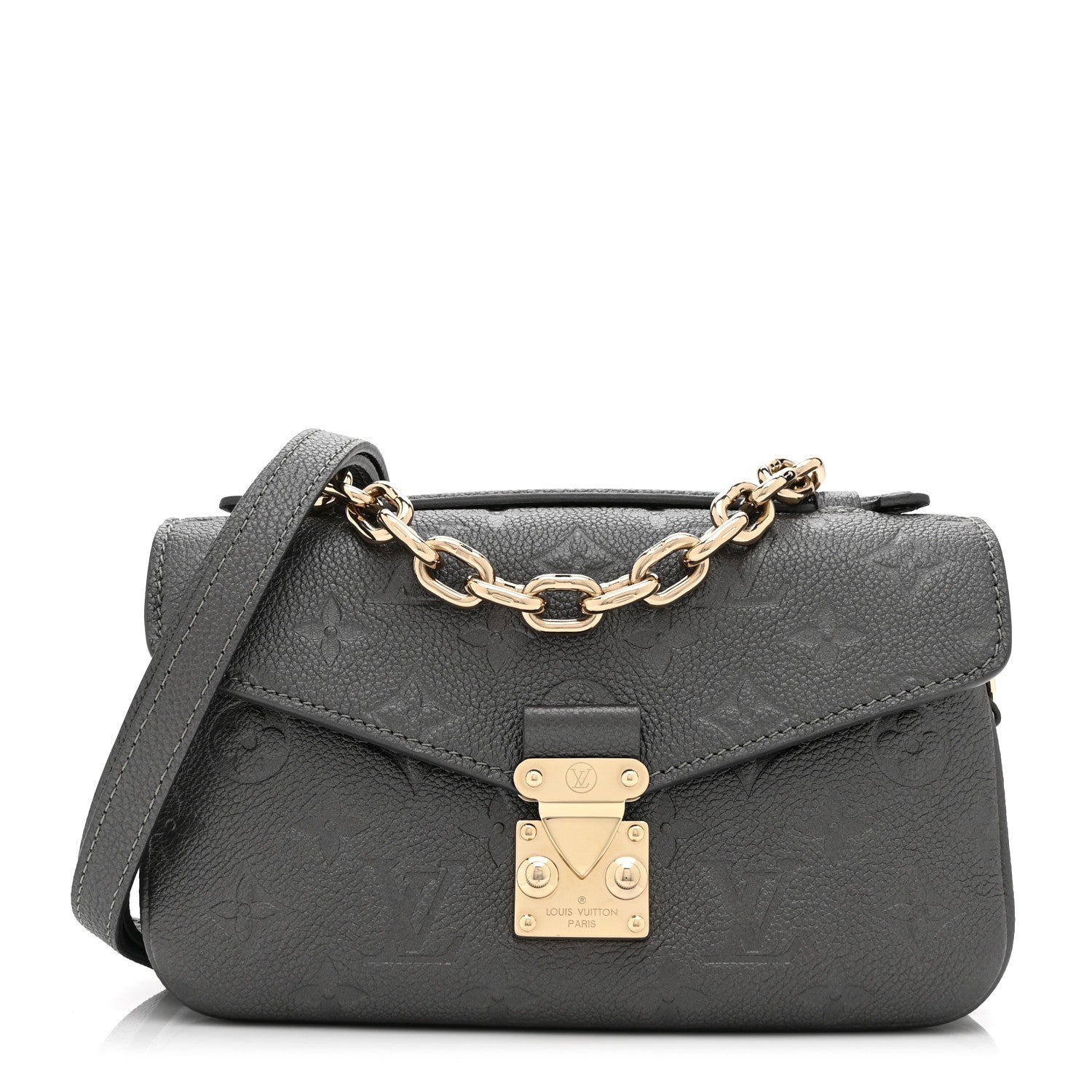 Louis Vuitton Shimmery Empreinte LV Ski Pochette Metis East West Gun Metal 1 of 9