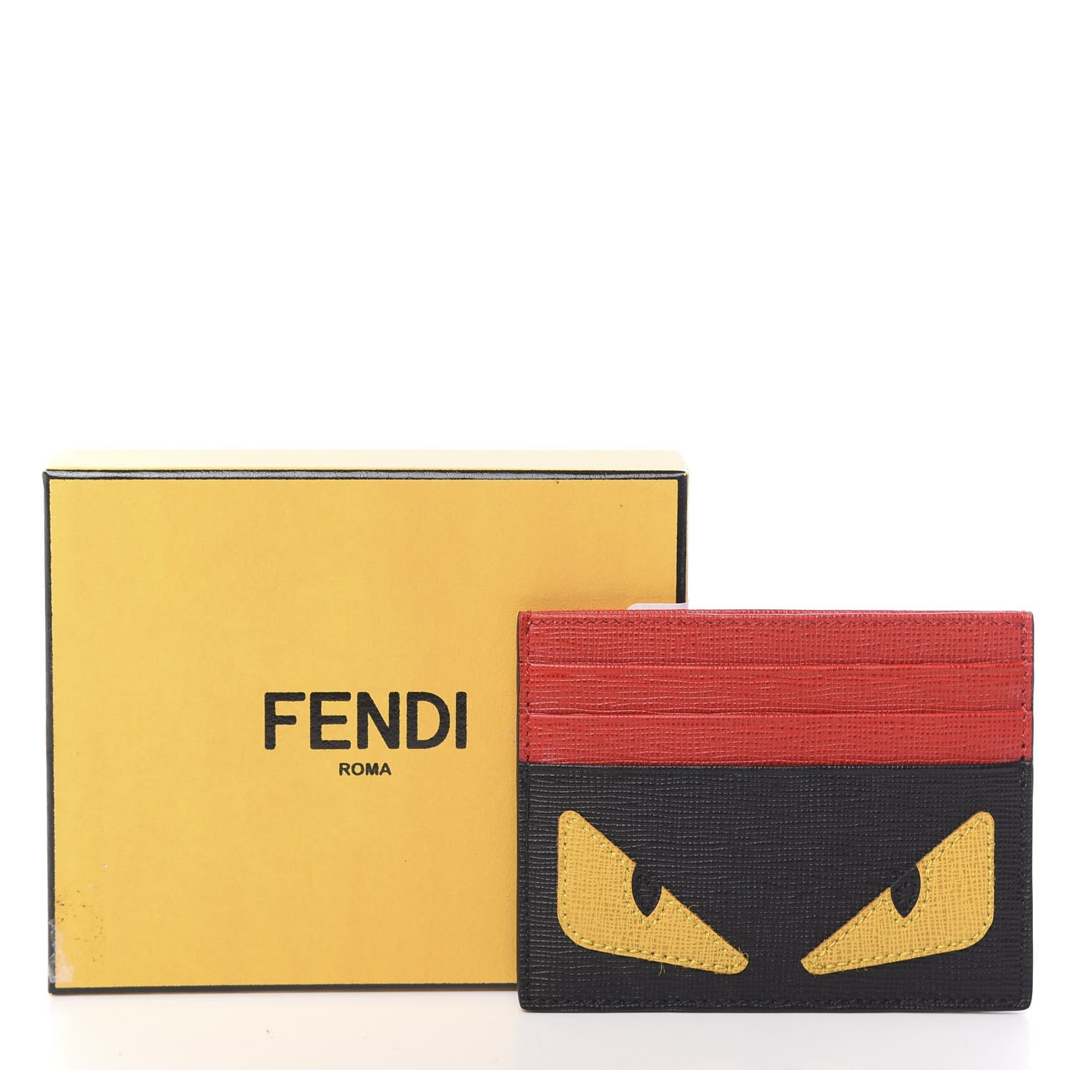 Fendi Vitello Elite Monster Eyes Card Holder Black Yellow Red 8 of 8