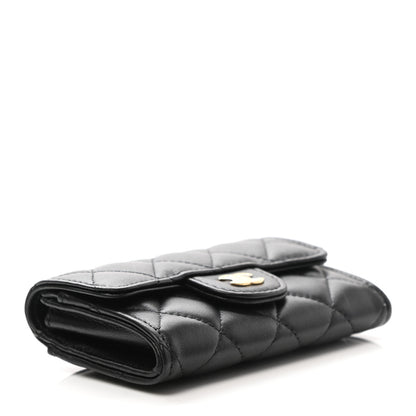 Chanel Lambskin Quilted Flap Card Holder Wallet Black 4 of 11