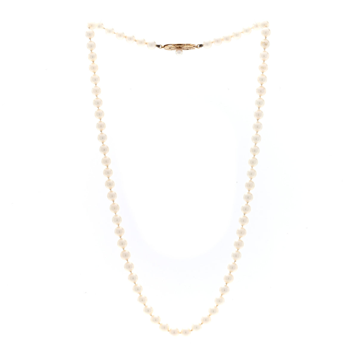 Mikimoto 18K Yellow Gold Akoya Cultured Pearl 5-5.5mm Strand Necklace 3 of 4