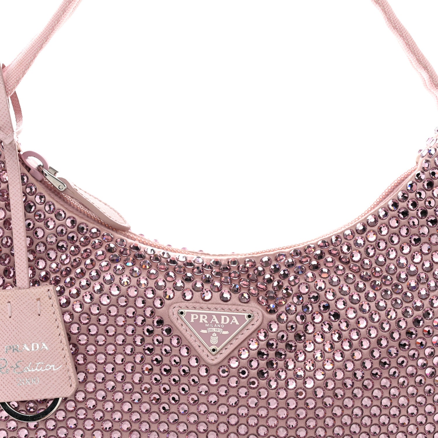 Prada Satin Crystal Mini Re-Edition 2000 Bag Alabastro 9 of 14