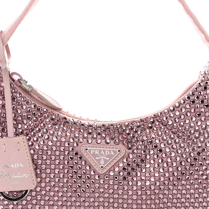Prada Satin Crystal Mini Re-Edition 2000 Bag Alabastro 9 of 14