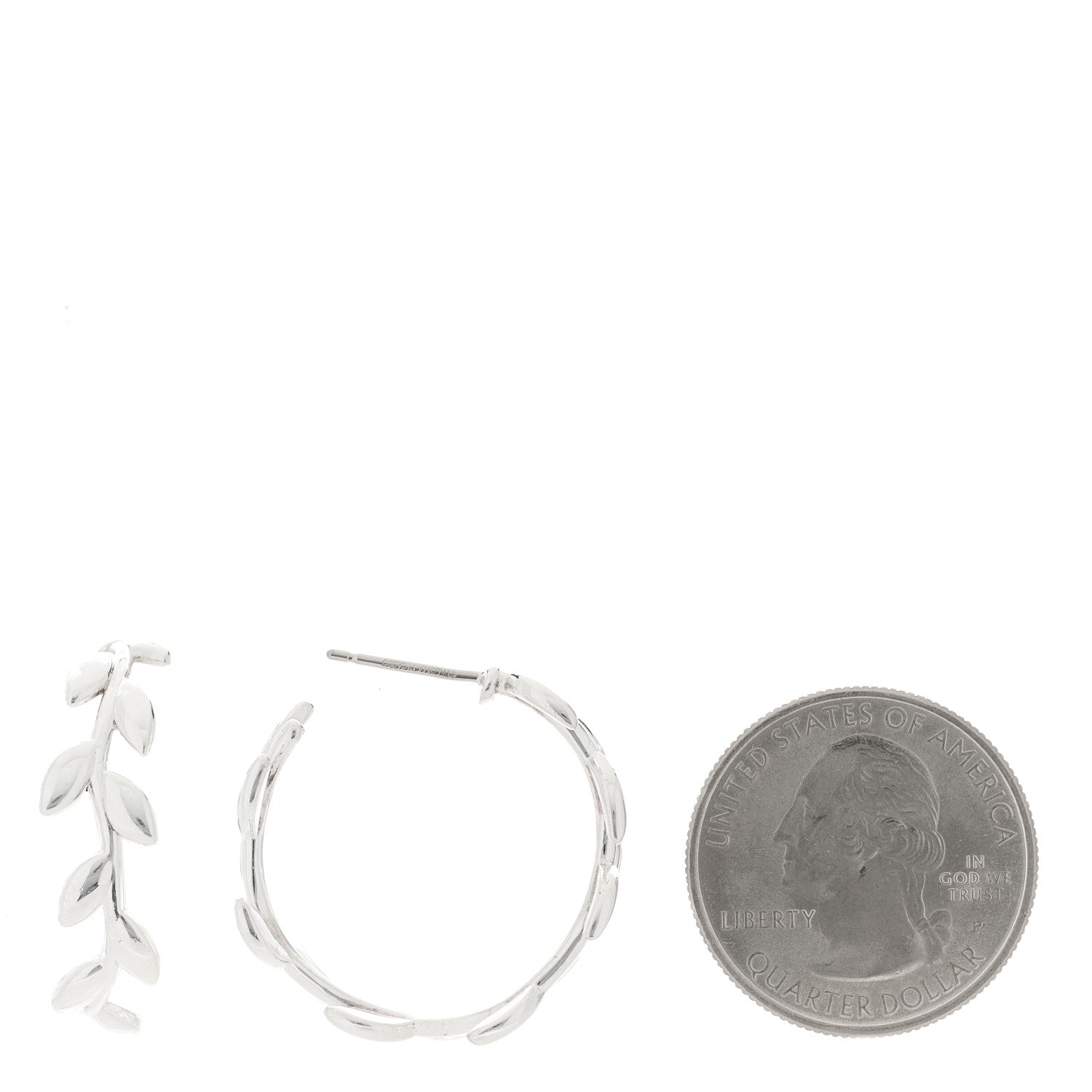 Tiffany Sterling Silver Paloma Picasso Olive Leaf Hoop Earrings 2 of 5