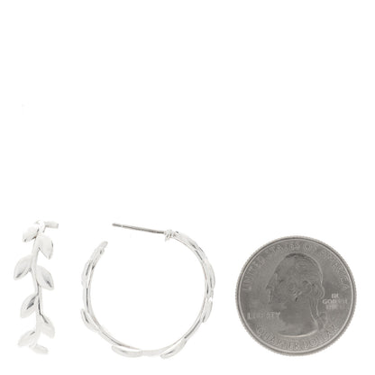 Tiffany Sterling Silver Paloma Picasso Olive Leaf Hoop Earrings 2 of 5