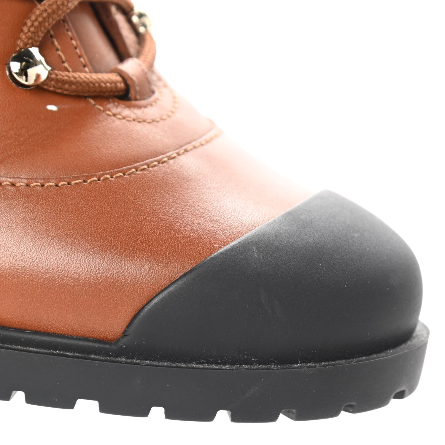 Valentino Garavani Calfskin Rockstud Cap Toe Combat Boots 38 Tan 23 of 26