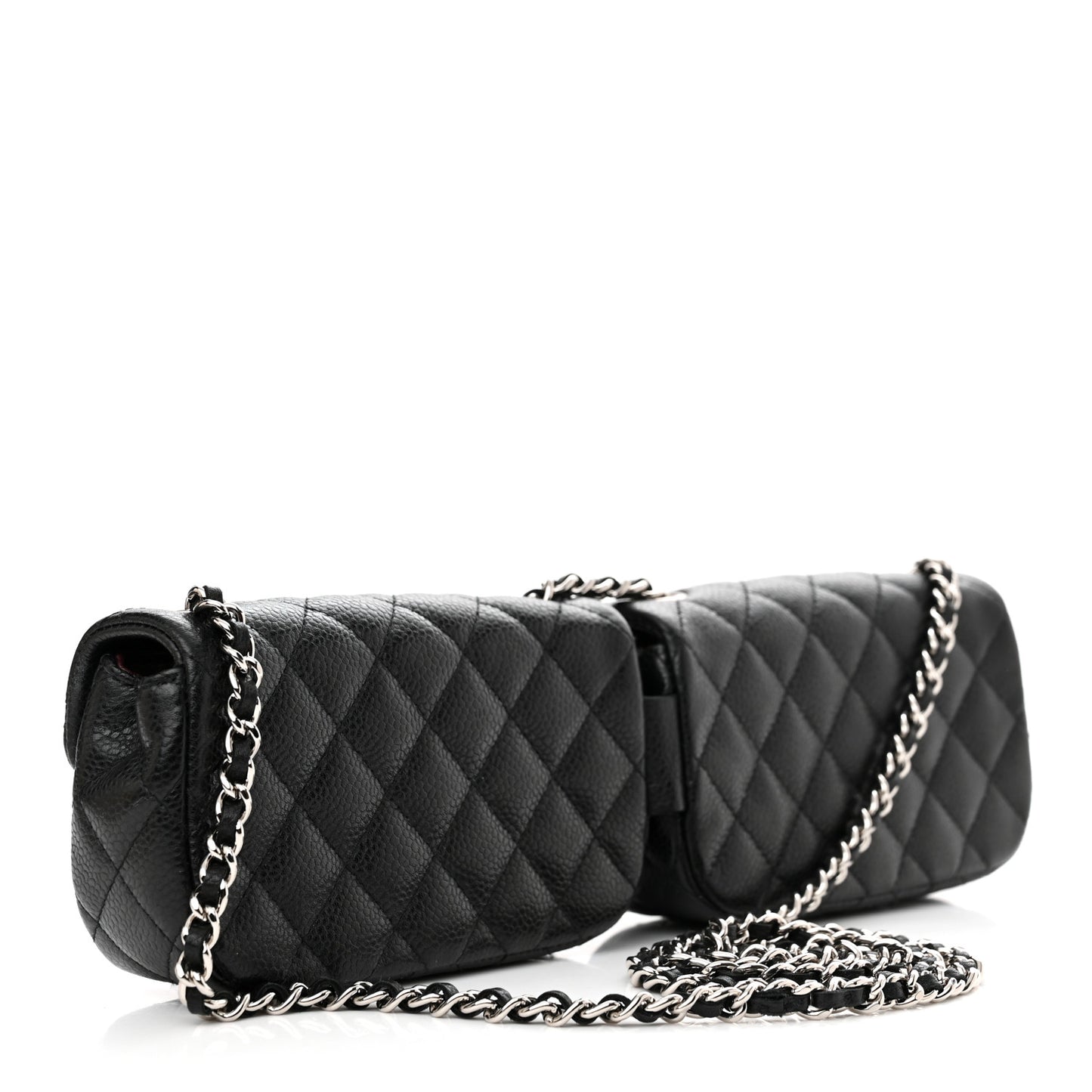 Caviar Quilted Double Mini Flap Crossbody Black