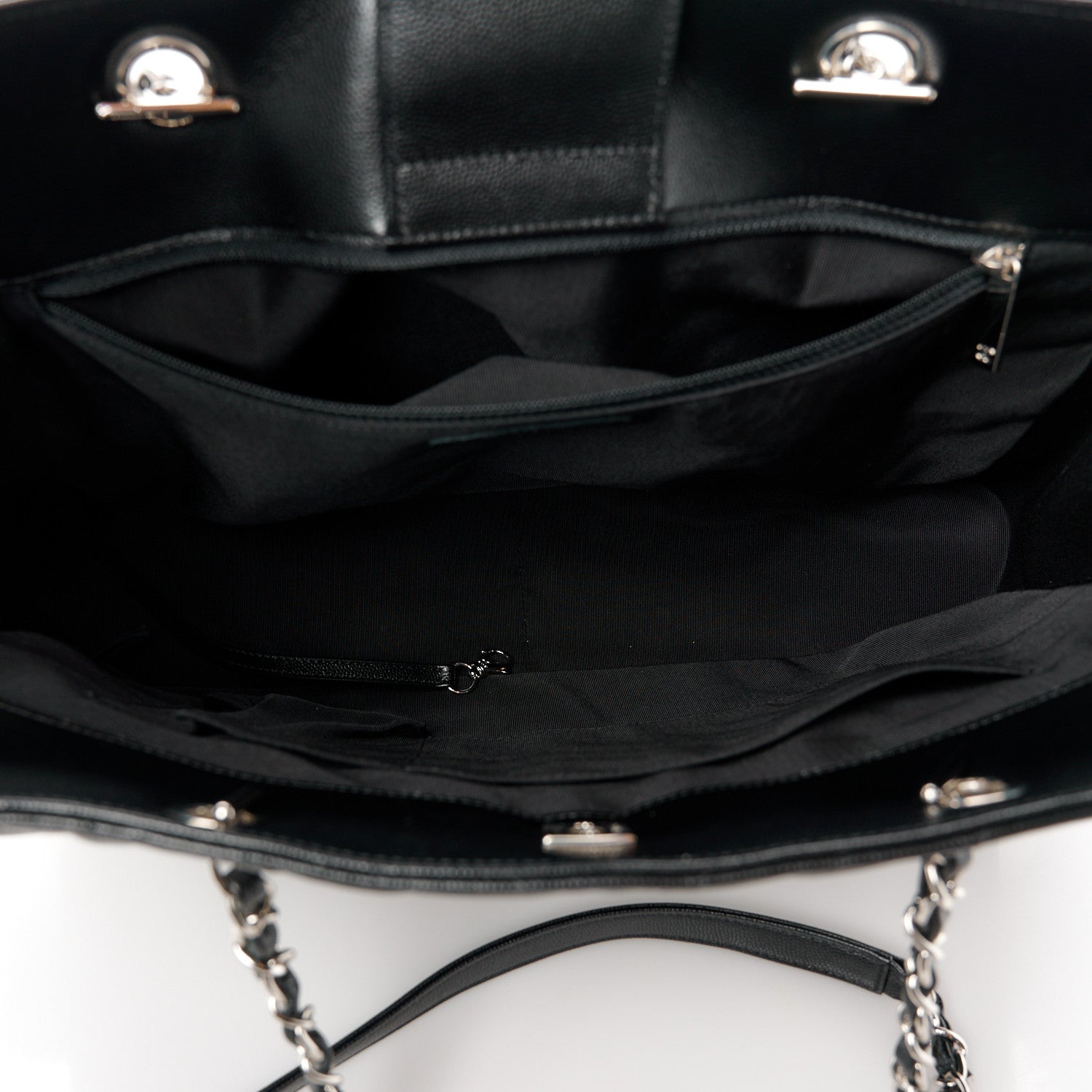 Chanel Caviar Chevron Quilted Large Shopping Tote Black 4 of 9